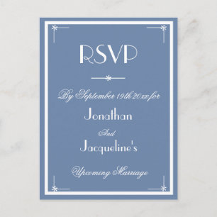 RSVP Rustic Dusty Blue Wedding Meal Choice RSVP Invitation Postcard