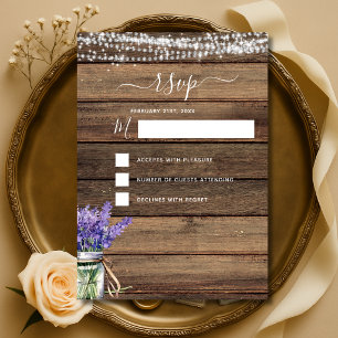 RSVP Rustic Farmhouse String Lights Lavender Invitation