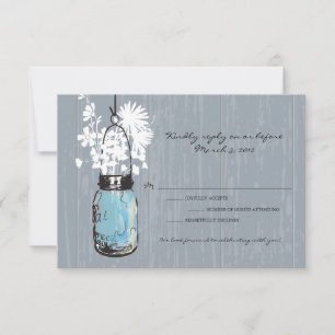 RSVP Rustic Hanging Mason Jar Wedding Card