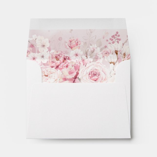 RSVP - Rustic Pink Rose Floral Address Envelope (Back (Bottom))