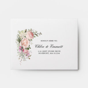 RSVP - Rustic Pink Rose Floral Address Envelope