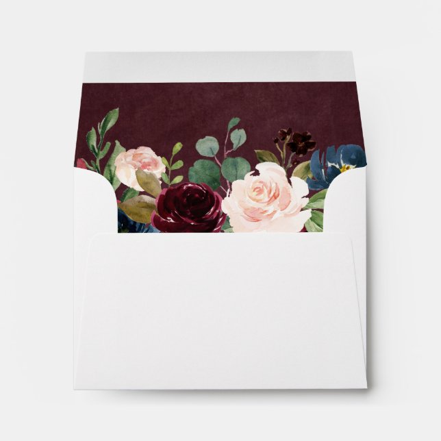 RSVP - Rustic Reddish Burgundy Blush Floral Envelope (Back (Bottom))