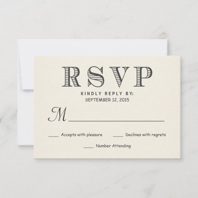 RSVP Rustic Typography Ivory White Wedding Reply Card (Front)