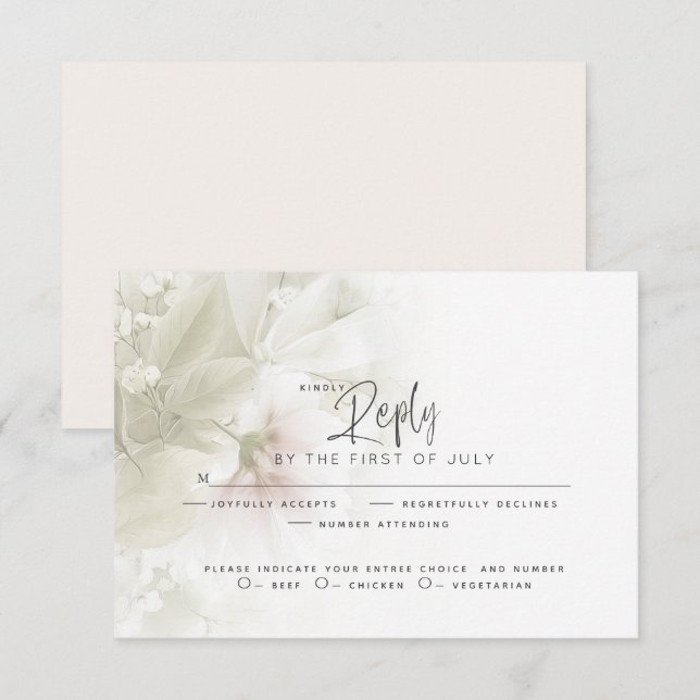  RSVP | Rustic Watercolor Blush Peach Blossoms Card (Front/Back)