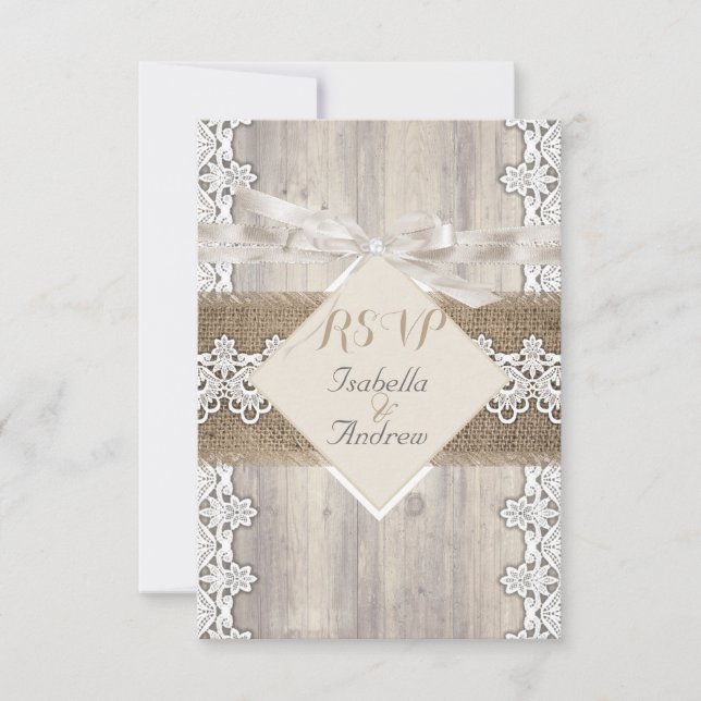 RSVP Rustic Wedding Beige White Lace Wood AB (Front)