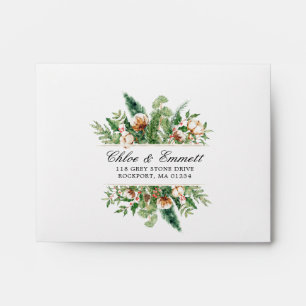 RSVP Rustic Winter Botanical Floral Address  Envel Envelope