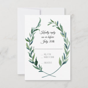 RSVP Sage Green Laurel Wreath Olive Leaf Branch Card