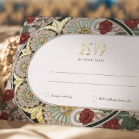 RSVP Sage Green Reply Vintage Art Nouveau Mucha