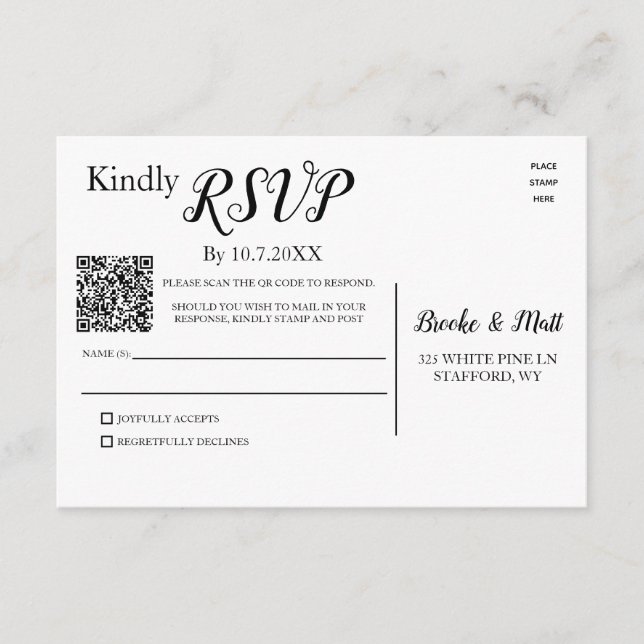 RSVP scan QR code or mail in response card (Front)