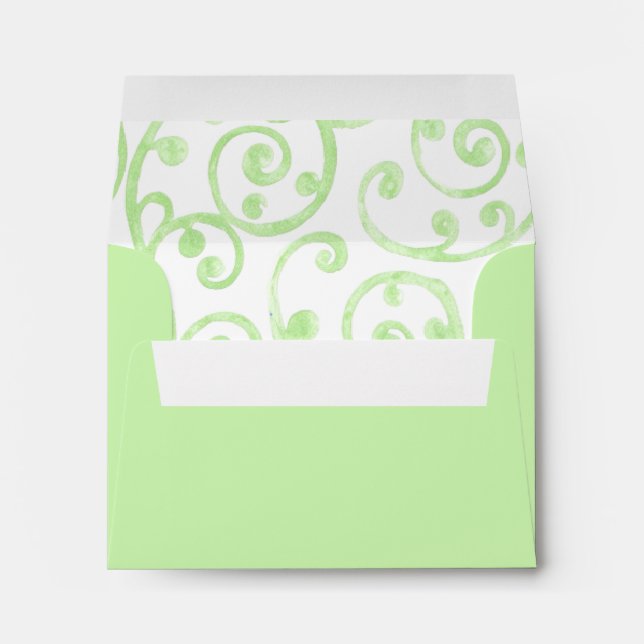 RSVP Scroll Pattern Envelope Green (Back (Bottom))