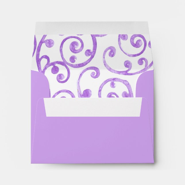 RSVP Scroll Pattern Envelope Purple (Back (Bottom))