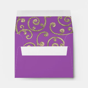RSVP Scroll Pattern Gold Envelope