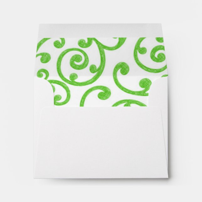RSVP Scroll Pattern Green Envelopes (Back (Bottom))