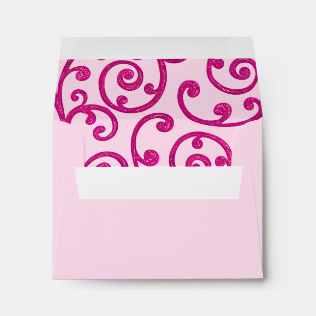 RSVP Scroll Pattern Pink Envelope (Back (Bottom))