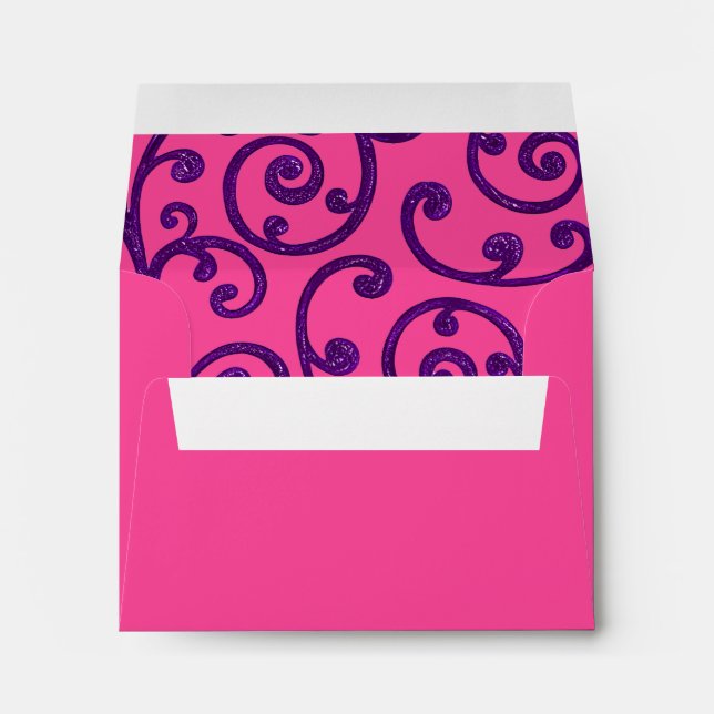 RSVP Scroll Pattern Purple Envelope (Back (Bottom))