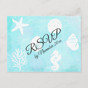 RSVP Seaside Seashell Themed Wedding Postcard
