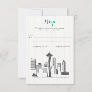RSVP Seattle Skyline Wedding Card