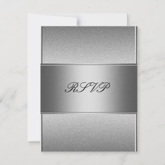 RSVP Silver Grey Metal Black 21st Birthday Invitation