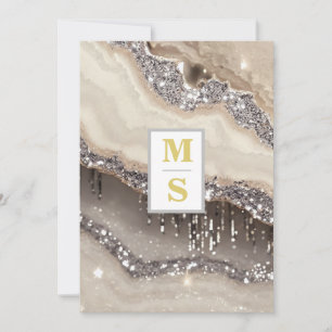 *~ RSVP SILVER  IVORY Initials AR66 QR Wedding Invitation