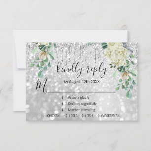 RSVP Silver Wedding Glitter Bridal Mint Glitter Card