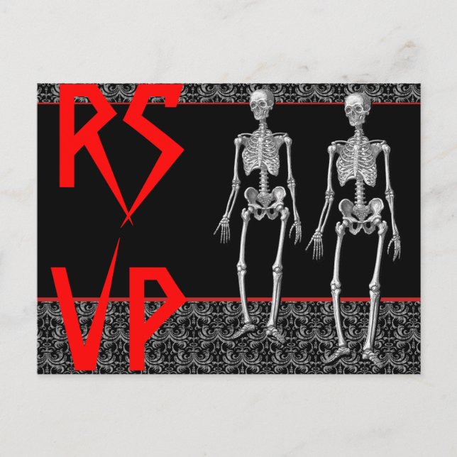 RSVP Skeletons - Halloween Party, Haunted House Invitation Postcard (Front)