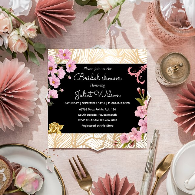 RSVP Soiree Teal Gold damask bridal shower Invitation (Creator Uploaded)