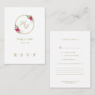 RSVP Sophisticated Pink Floral Wedding Wreath Enclosure Card