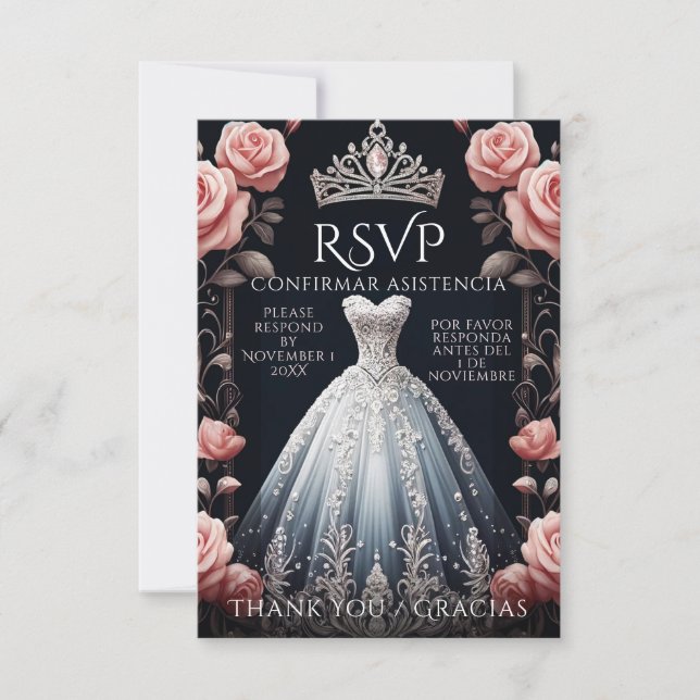RSVP Spanish Quinceañera Rosas (Front)
