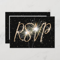 RSVP Sparklers on Black Anniversary Invitation