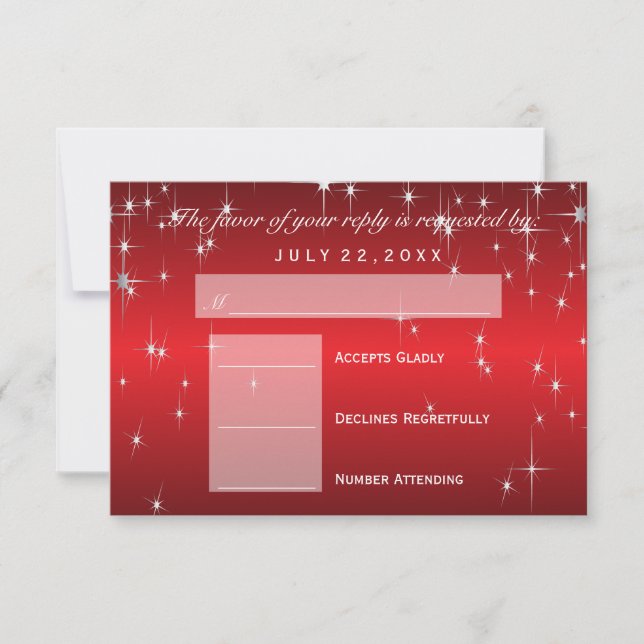 RSVP  Star Lights in Metallic Red - RSVP Card (Front)