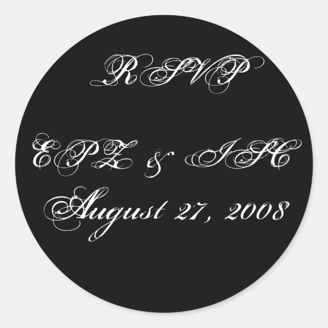 RSVP Sticker with Monogram Wedding Date (Front)
