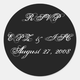 RSVP Sticker with Monogram Wedding Date