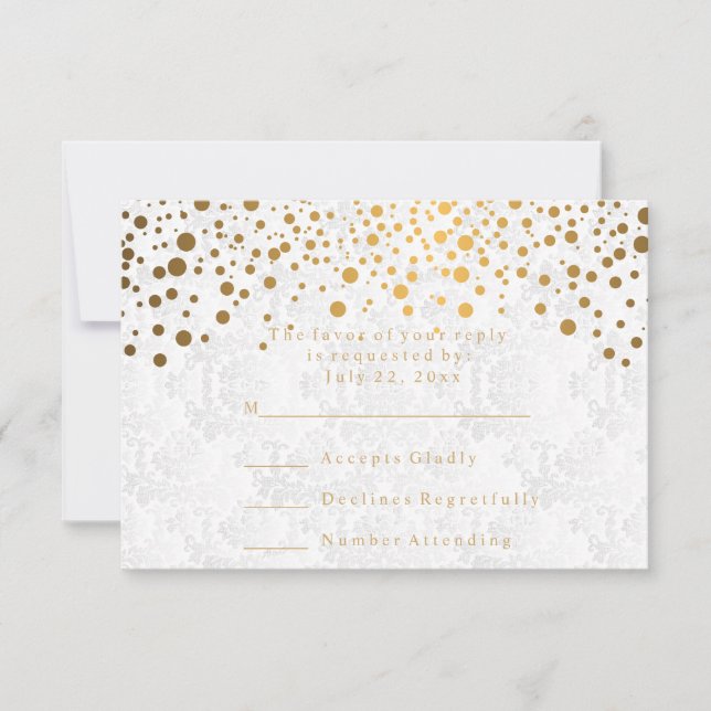 RSVP Stylish Confetti Gold Dot Wedding (Front)