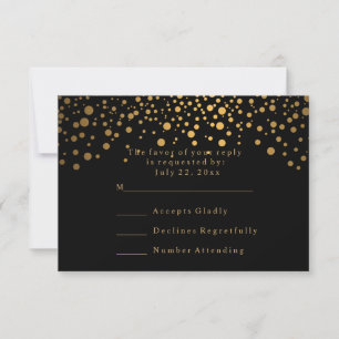 RSVP Stylish Confetti Gold Dot Wedding Card