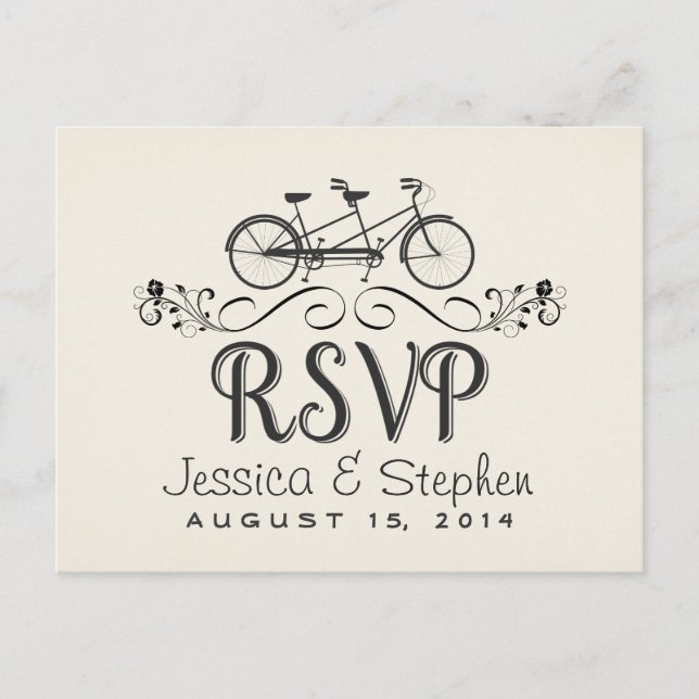 RSVP Tandem Bicycle for 2 Reply Postcards (Front)