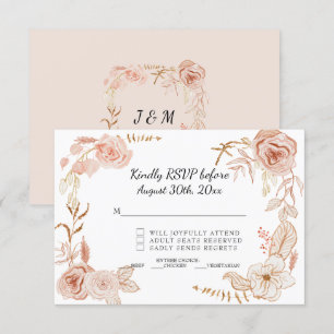 RSVP Terra Cotta Pink Watercolor Floral Wedding Invitation