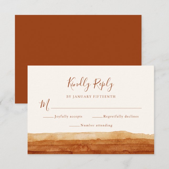 RSVP Terracotta Abstract Desert Wedding  (Front/Back)