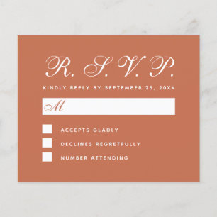 RSVP Terracotta Brown Budget Wedding Response Card