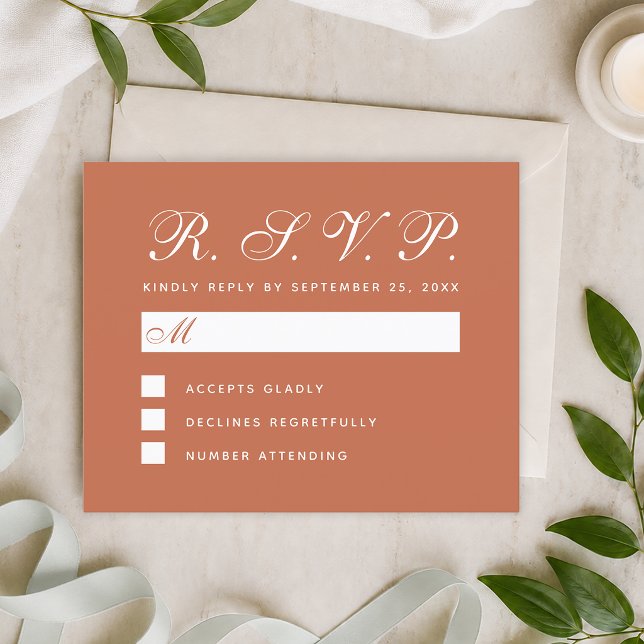RSVP Terracotta Brown Budget Wedding Response Card (Creator Uploaded)