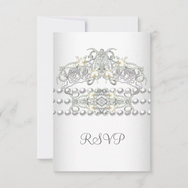 RSVP Tiara Silver White Pearl Diamond Card (Front)