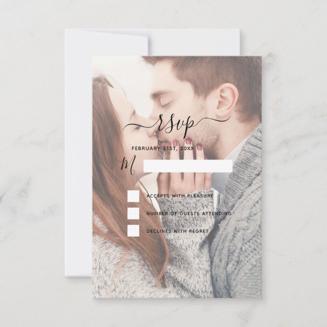 RSVP Transparent Photo Wedding and Typography Invitation (Front)