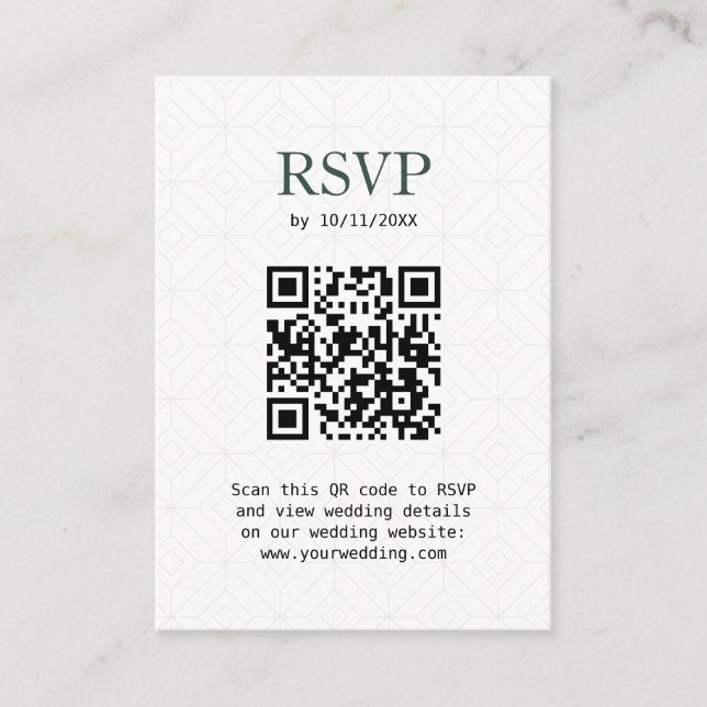 RSVP Travel Themed Passport Sage Green QR Code Enclosure Card (Front)