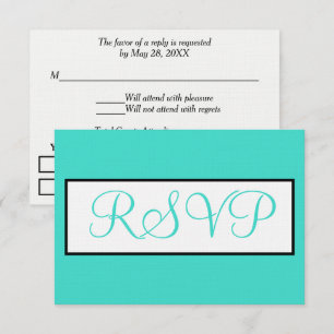 RSVP Turquoise White Wedding Card