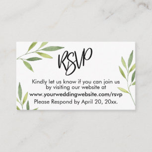 RSVP Typography Green Foliage Wedding Insert Card