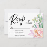RSVP Typography w/ Artistic Watercolor Florals