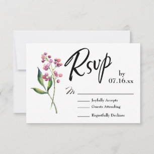 RSVP Typography w/ Watercolor Buds and Berries Card