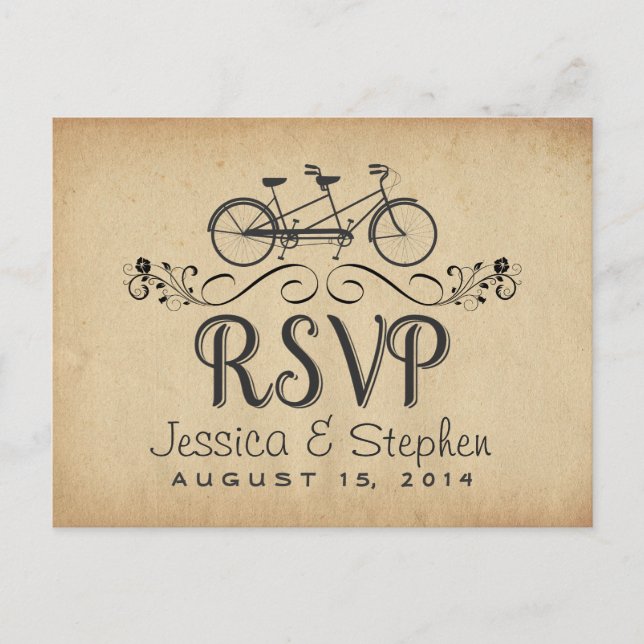 RSVP Vintage Tandem Bicycle Reply Postcards (Front)