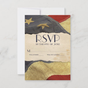 RSVP Vintage USA Flag Patriotic Military Wedding Card