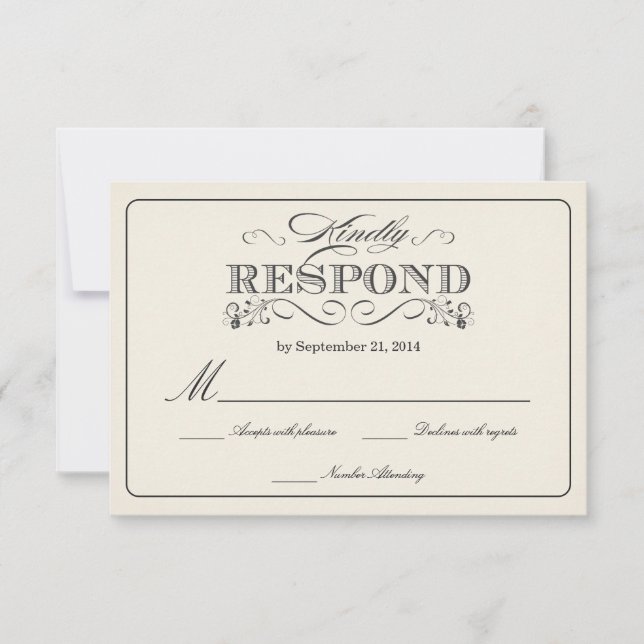 RSVP Vintage White Wedding Reply Cards WT313 (Front)