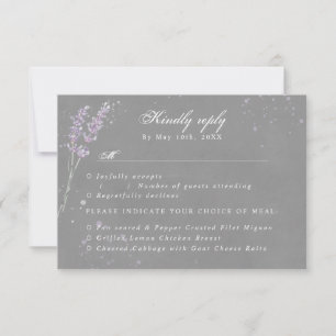 RSVP w meal choices watercolor lavender grey rsvp